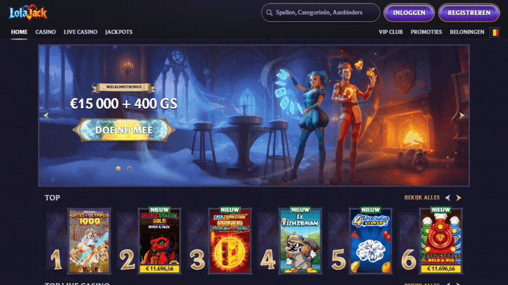 lolajack casino zonder cruks homepage screenshot