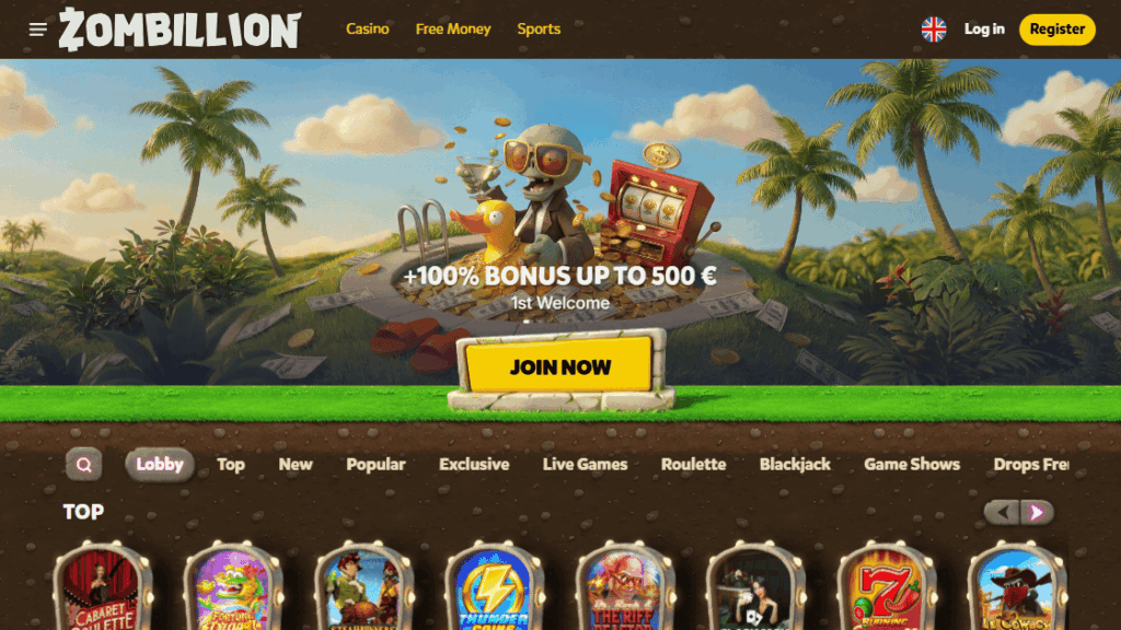 screenshot van zombillion no cruks casino nederland